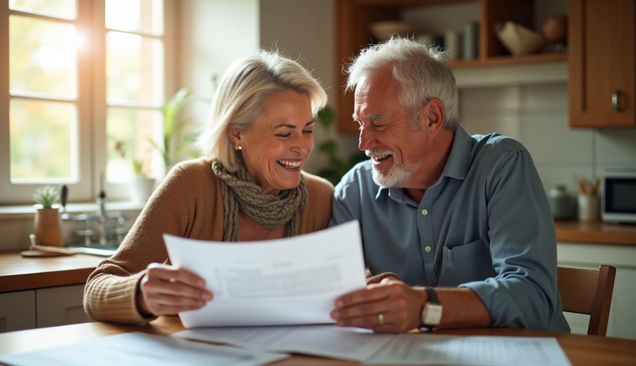 Happy senior couple reviewing their financial and Medicare plans together