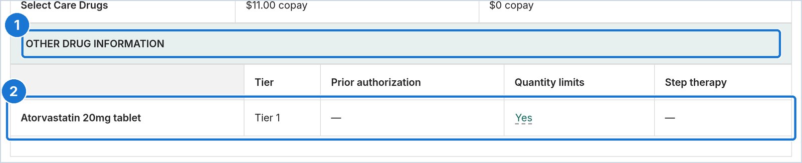 Medicare.gov screen: Check for drug restrictions