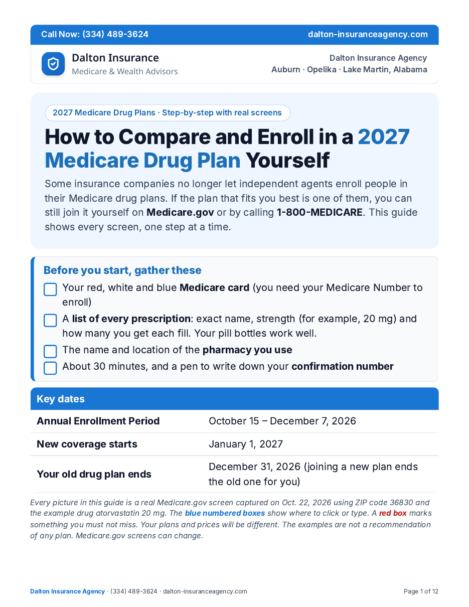 Cover of the 2027 Medicare Part D plan finder guide from Dalton Insurance Agency